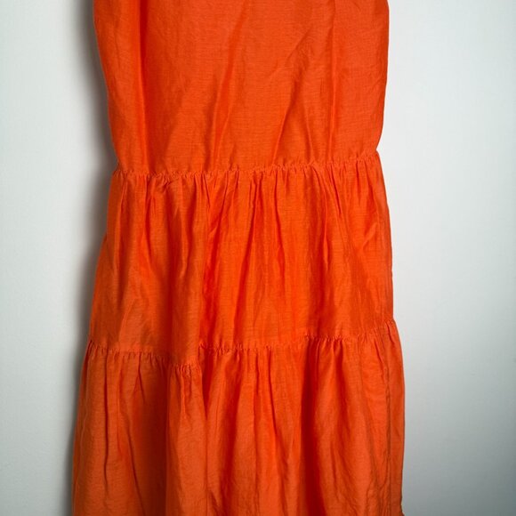 Bird & Knoll Dress Emmaline Silk Cotton Blend Cross Back Tiered Maxi Candy Apple - Picture 10 of 10